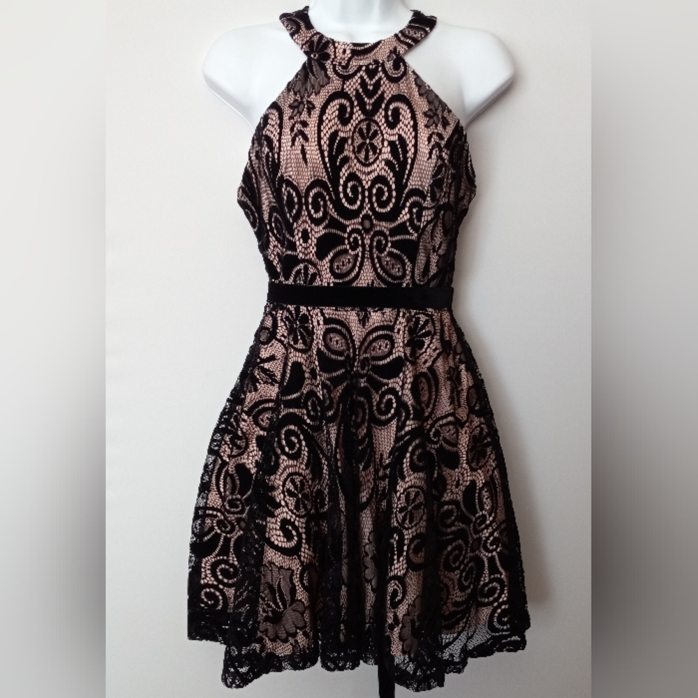 B.Darlin Velvet Lace Whimsy Goth Mini Dress